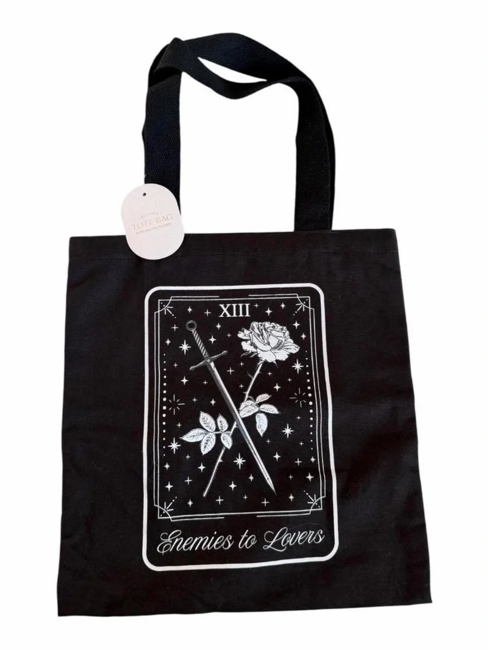 Enemies to Lovers Tarot Card Canvas Tote Bag | Bookish Gothic Shoulder Bag